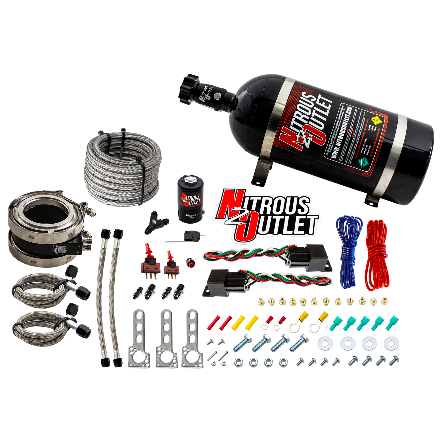 Nitrous Outlet Interspooler 4" Dual Stage Dry Nitrous Plate System (10lb Bottle)