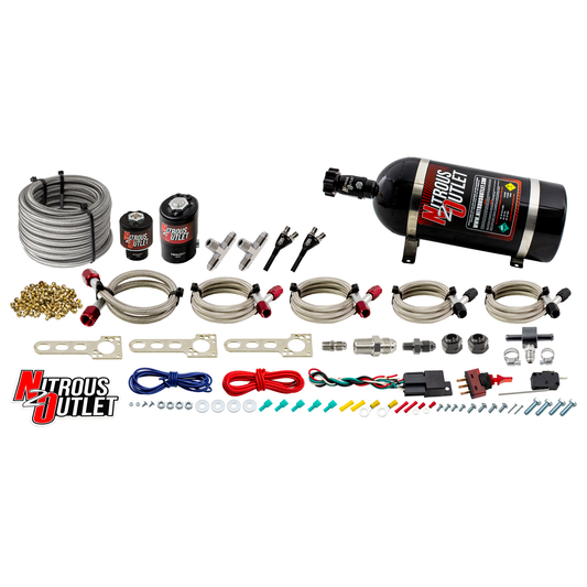 Universal EFI Dual Hydra Nozzle System - Gas/E85 (5-55psi)(100-250HP) (10lb Bottle)