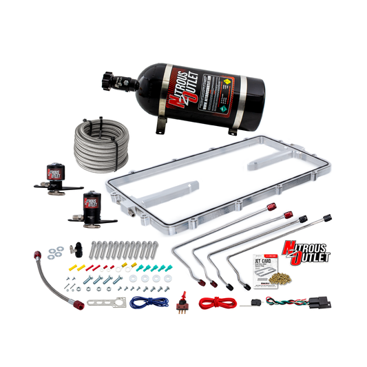Nitrous Outlet GM 102mm Texas Speed Titan LR-T, SR-1, SR-3, SR-7 Intake Hard-Line Spacer Plate System -Gas/E85 (5-55psi) (10lb Bottle)