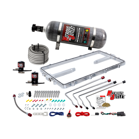 Nitrous Outlet GM 102mm Texas Speed Titan LR-T, SR-1, SR-3, SR-7 Intake Hard-Line Spacer Plate System -Gas/E85 (5-55psi) (12lb Bottle)