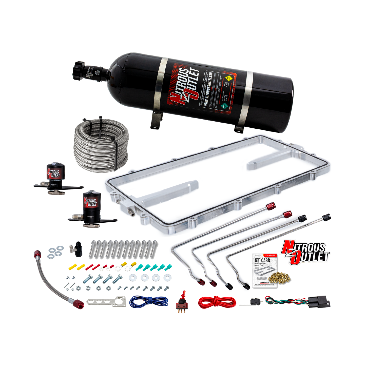 Nitrous Outlet GM 102mm Texas Speed Titan LR-T, SR-1, SR-3, SR-7 Intake Hard-Line Spacer Plate System -Gas/E85 (5-55psi) (15lb Bottle)