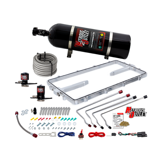 Nitrous Outlet GM 102mm Texas Speed Titan LR-T, SR-1, SR-3, SR-7 Intake Hard-Line Spacer Plate System -Gas/E85 (5-55psi) (15lb Bottle)