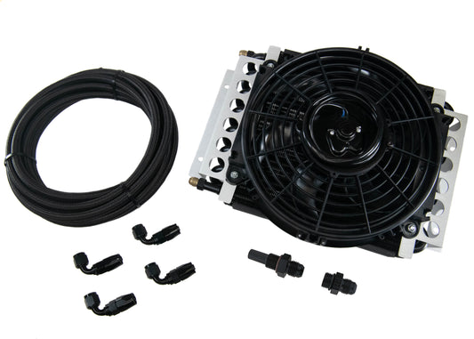 4L80E DERALE Trans Cooler Kit w/ Fan & Fragola 20 ft Line / Fittings-Kit-Motion Raceworks