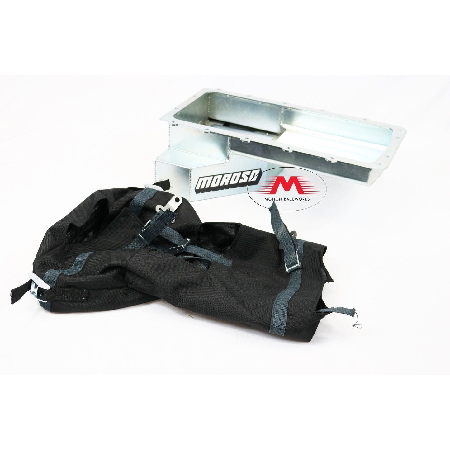 Motion Raceworks 5.0 Coyote Engine Diaper, NHRA & IHRA Approved (Moroso 20571/20577 Pan, For Motor Mounts, w/Cutouts)-Motion Raceworks-Motion Raceworks